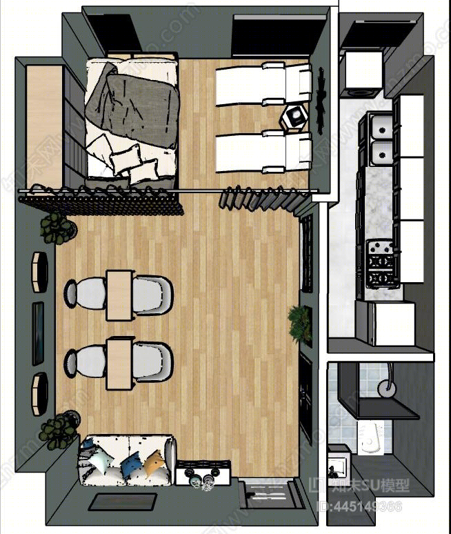 北欧风格美甲店SU模型下载【ID:445149366】