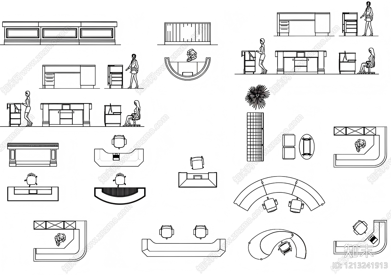 现代吧台施工图下载【ID:1213241913】