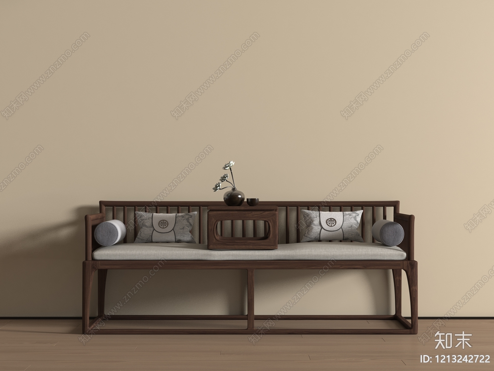新中式罗汉床3D模型下载【ID:1213242722】