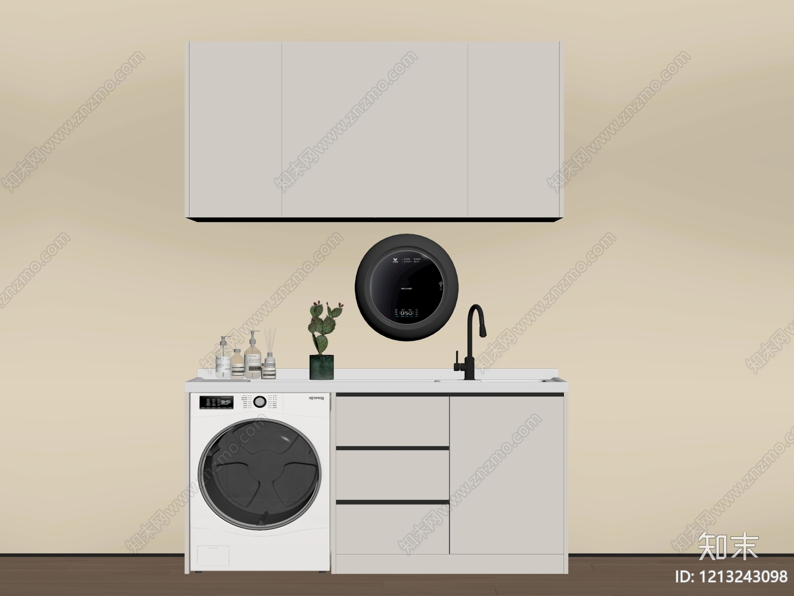 现代洗衣机柜SU模型下载【ID:1213243098】