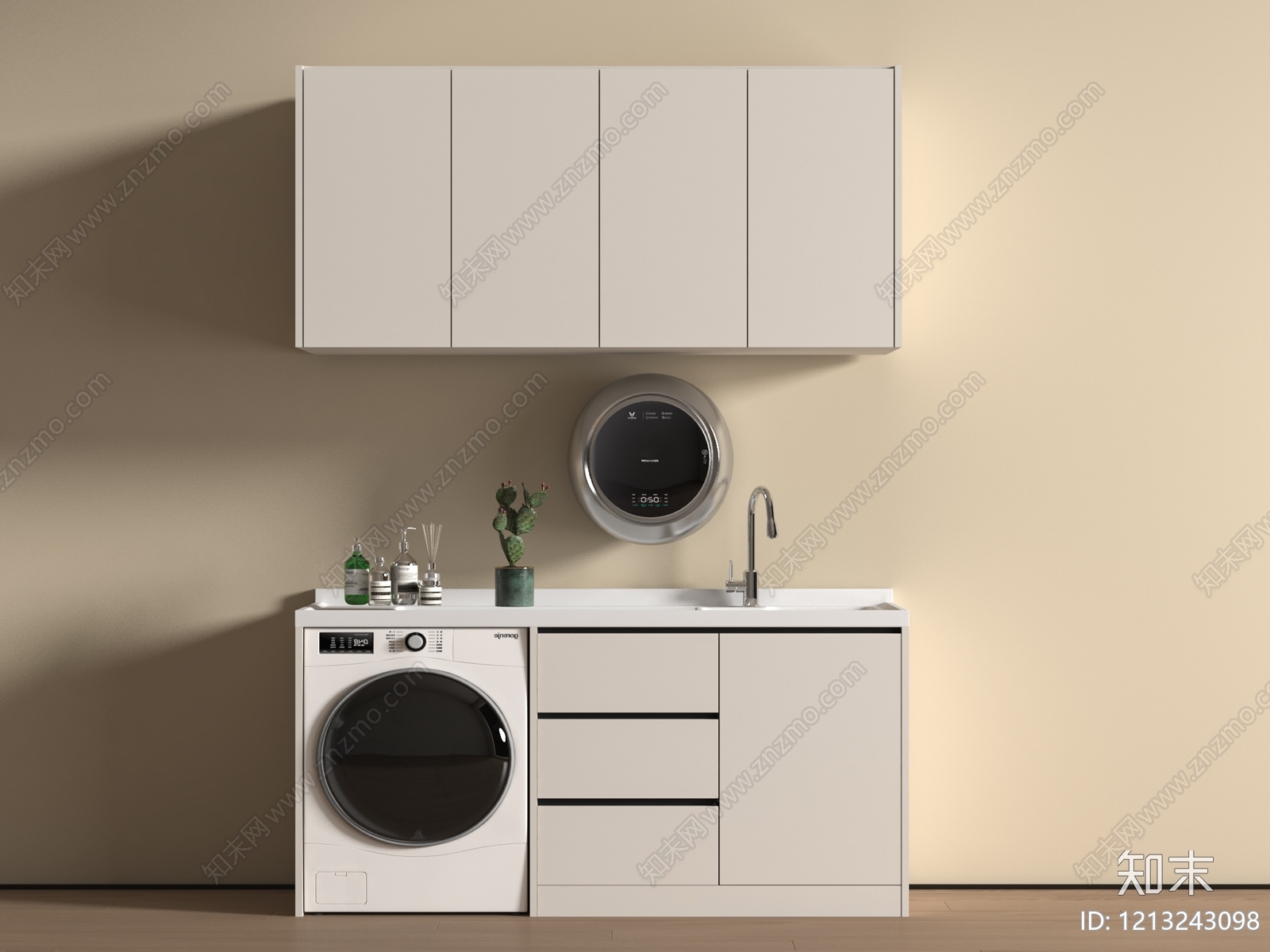现代洗衣机柜SU模型下载【ID:1213243098】