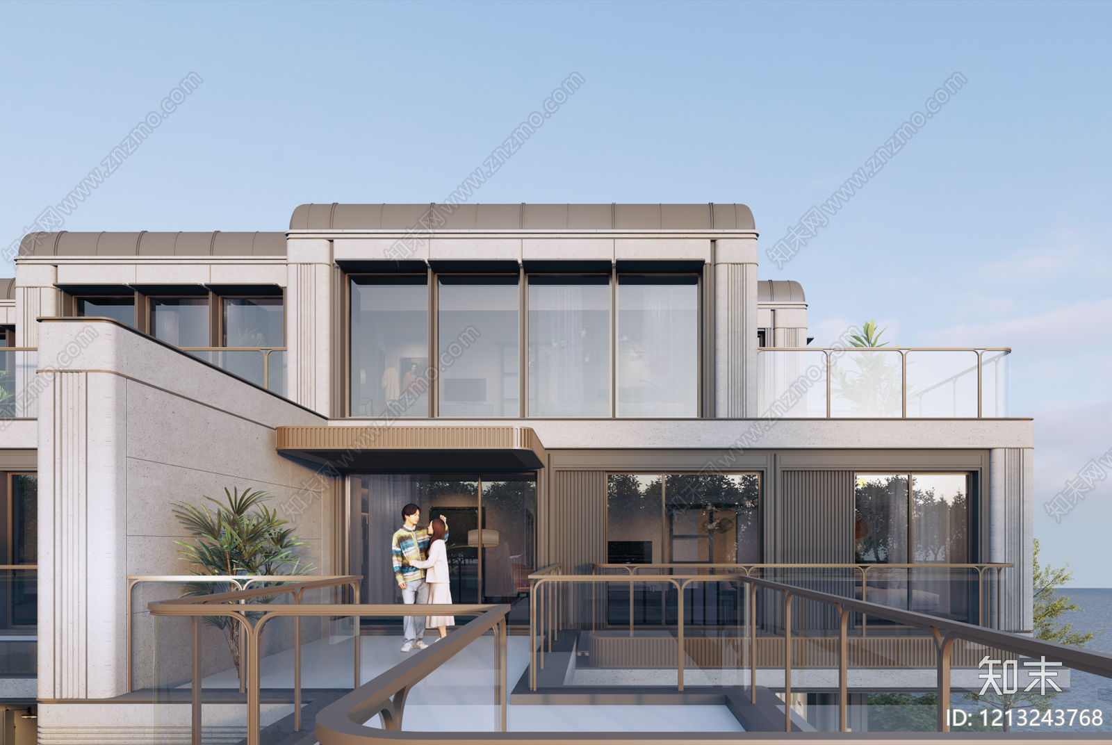 现代主义联排别墅SU模型下载【ID:1213243768】