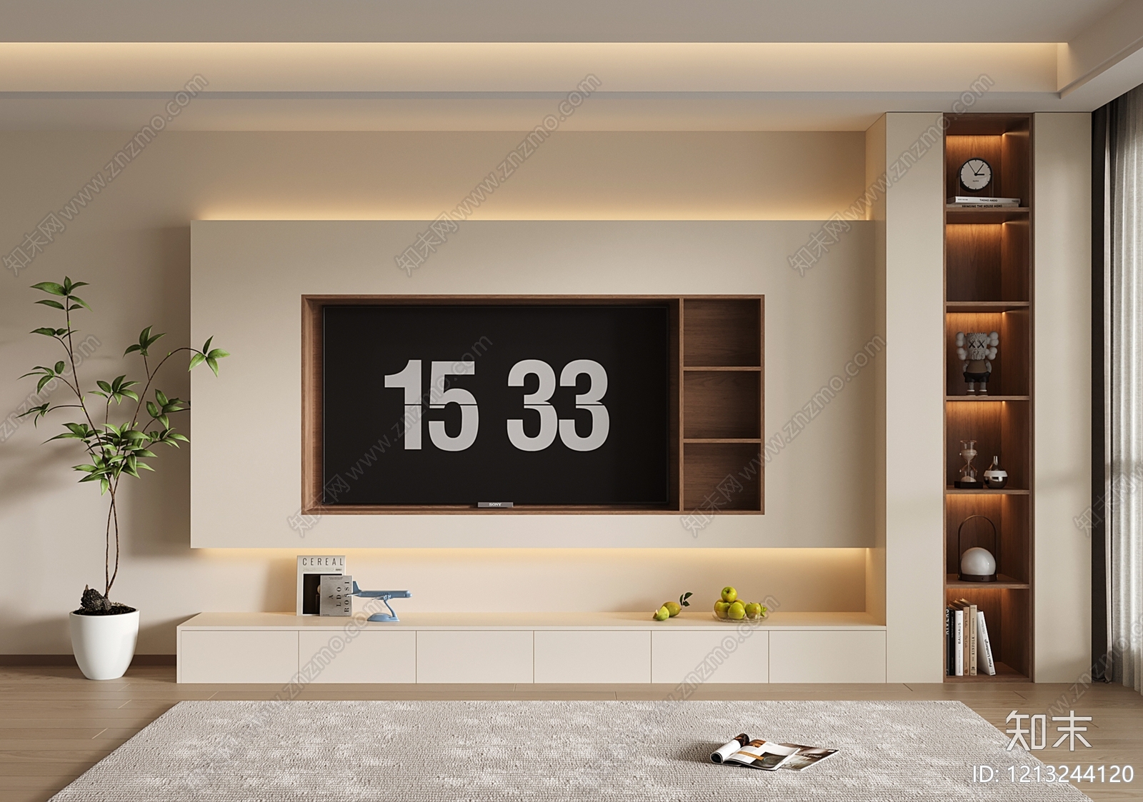 现代电视背景墙3D模型下载【ID:1213244120】
