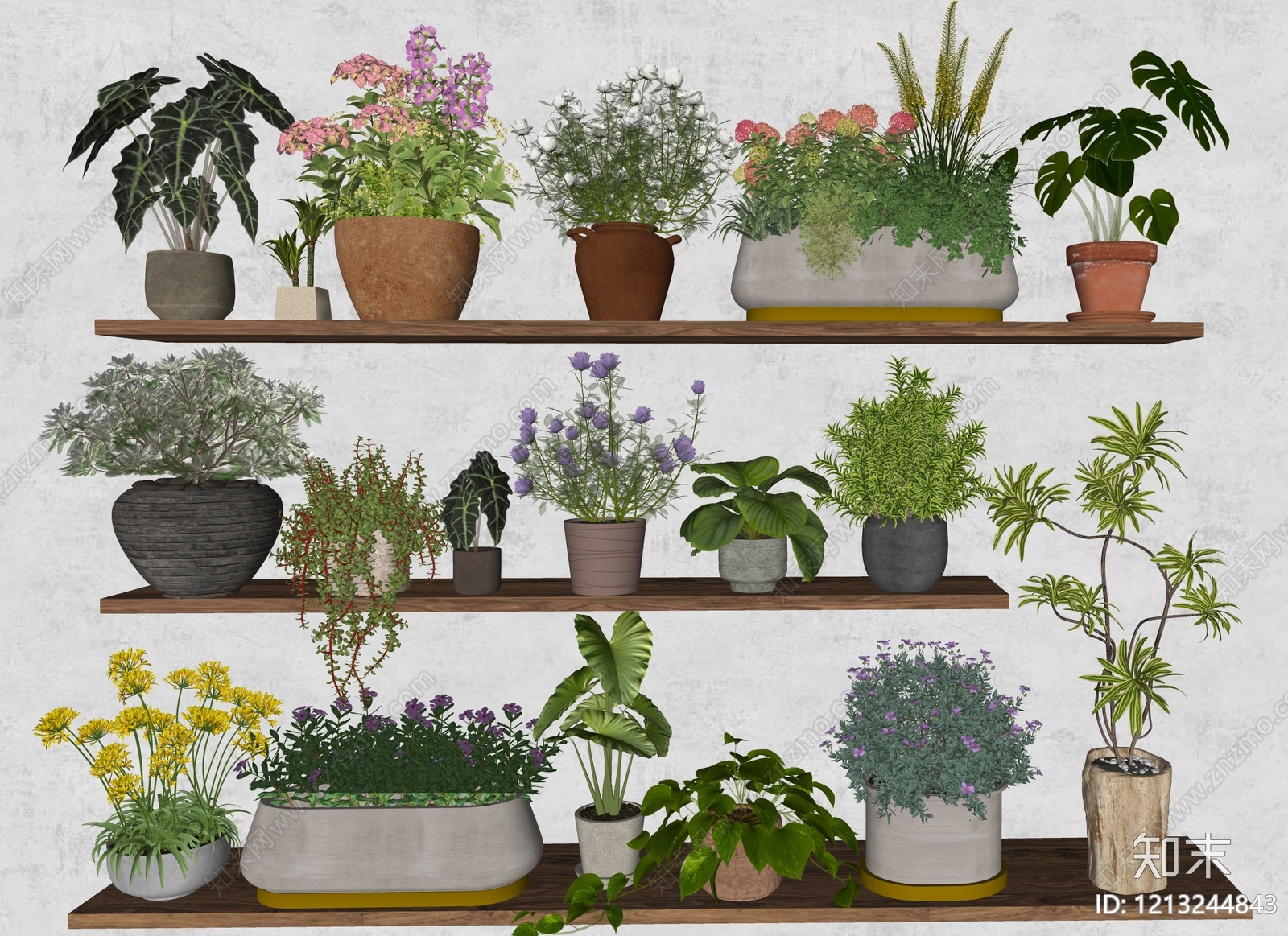 原木风盆栽SU模型下载【ID:1213244843】