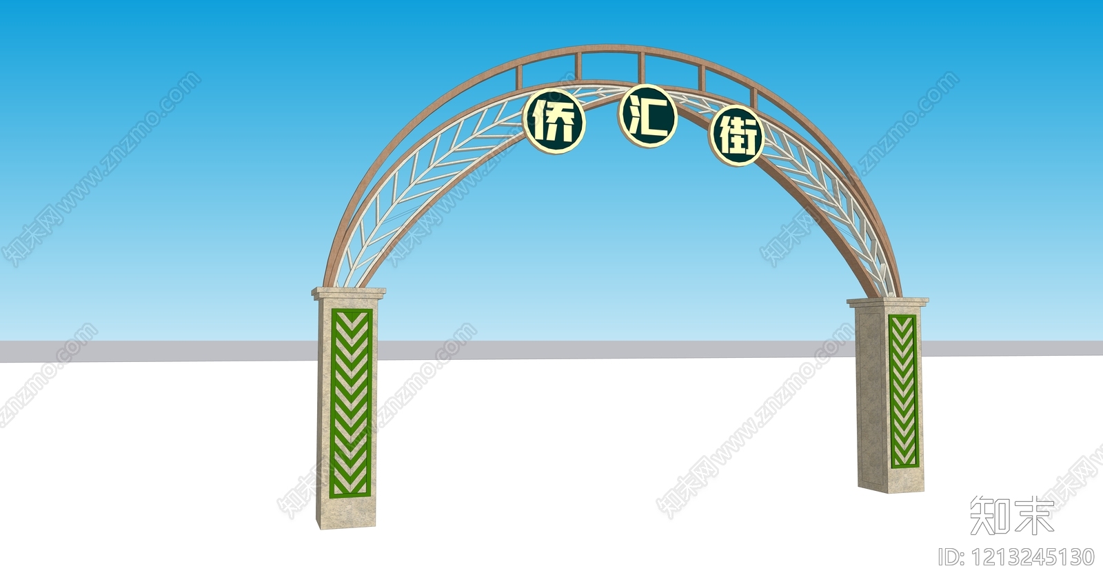 现代商业街区风格入口大门SU模型下载【ID:1213245130】