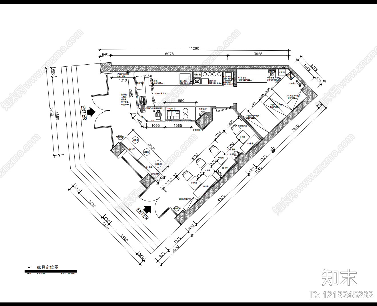 现代酒吧cad施工图下载【ID:1213245232】