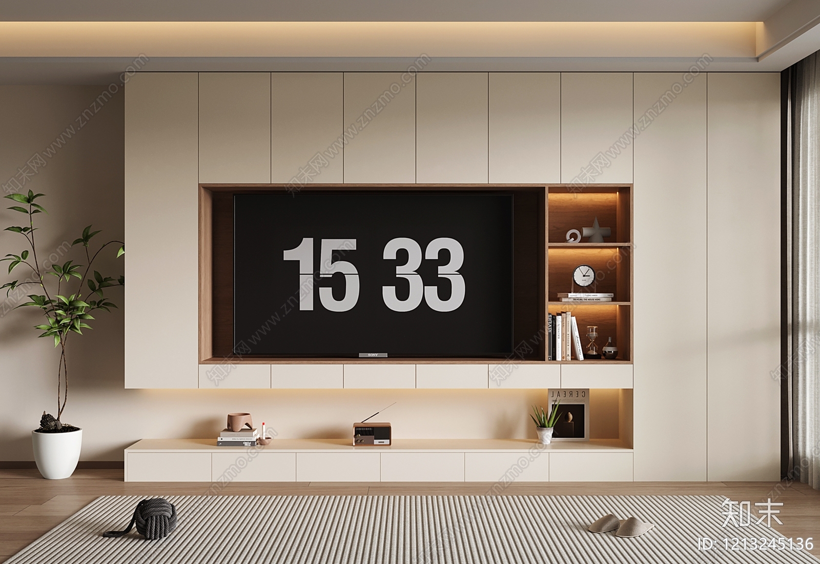 现代电视背景墙3D模型下载【ID:1213245136】