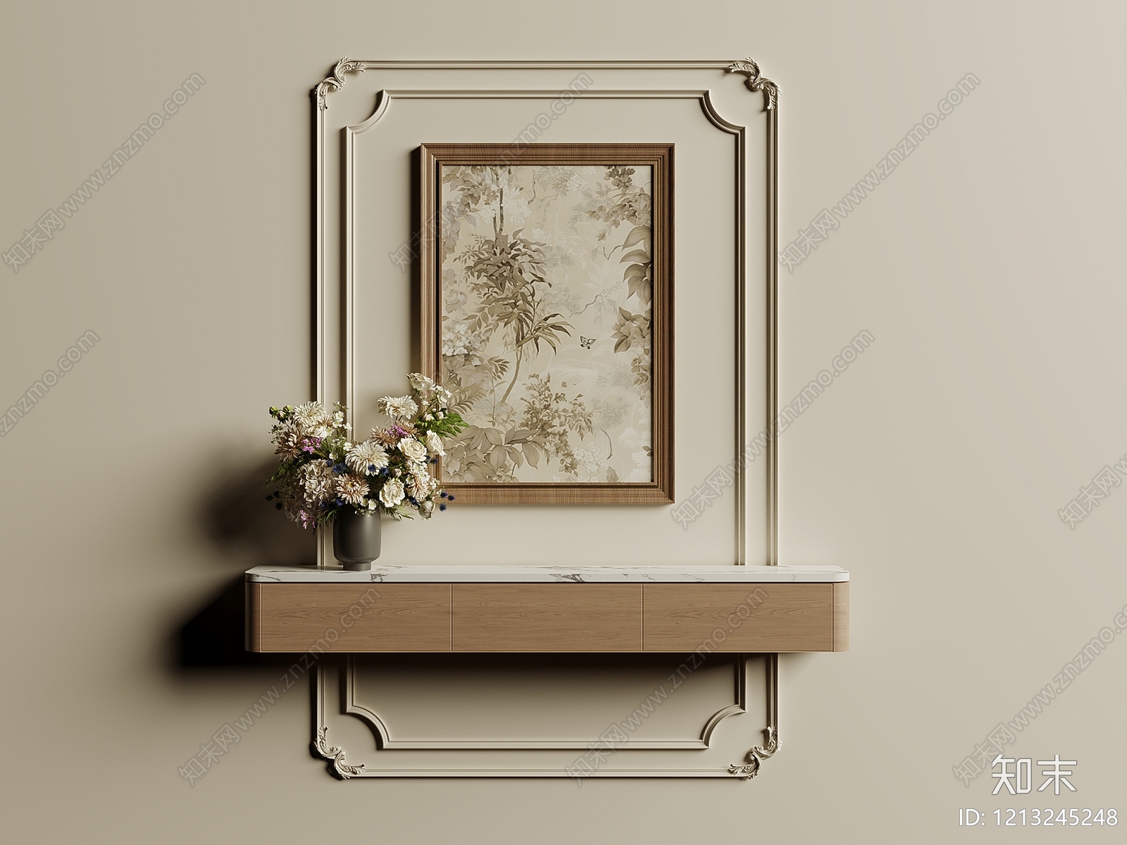 法式轻奢挂画3D模型下载【ID:1213245248】