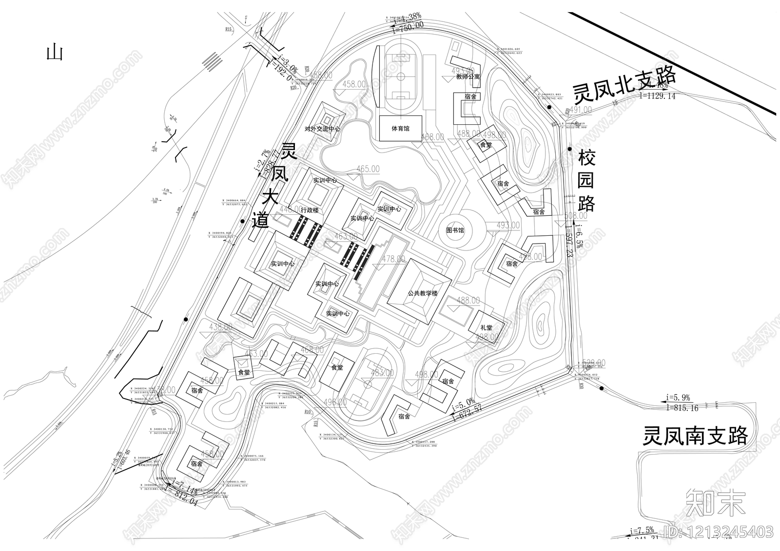 现代学校建筑cad施工图下载【ID:1213245403】