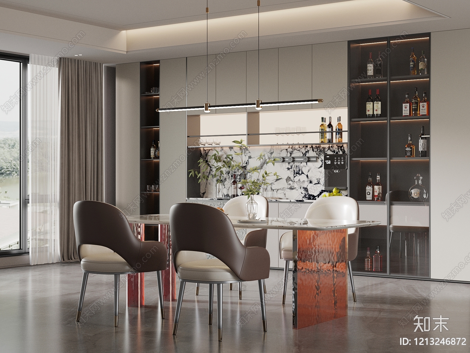 现代简约家居餐厅3D模型下载【ID:1213246872】