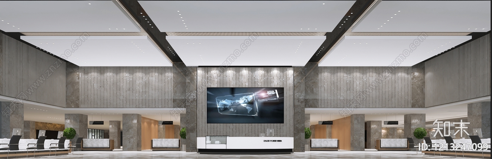 现代简约服务中心3D模型下载【ID:1213247099】