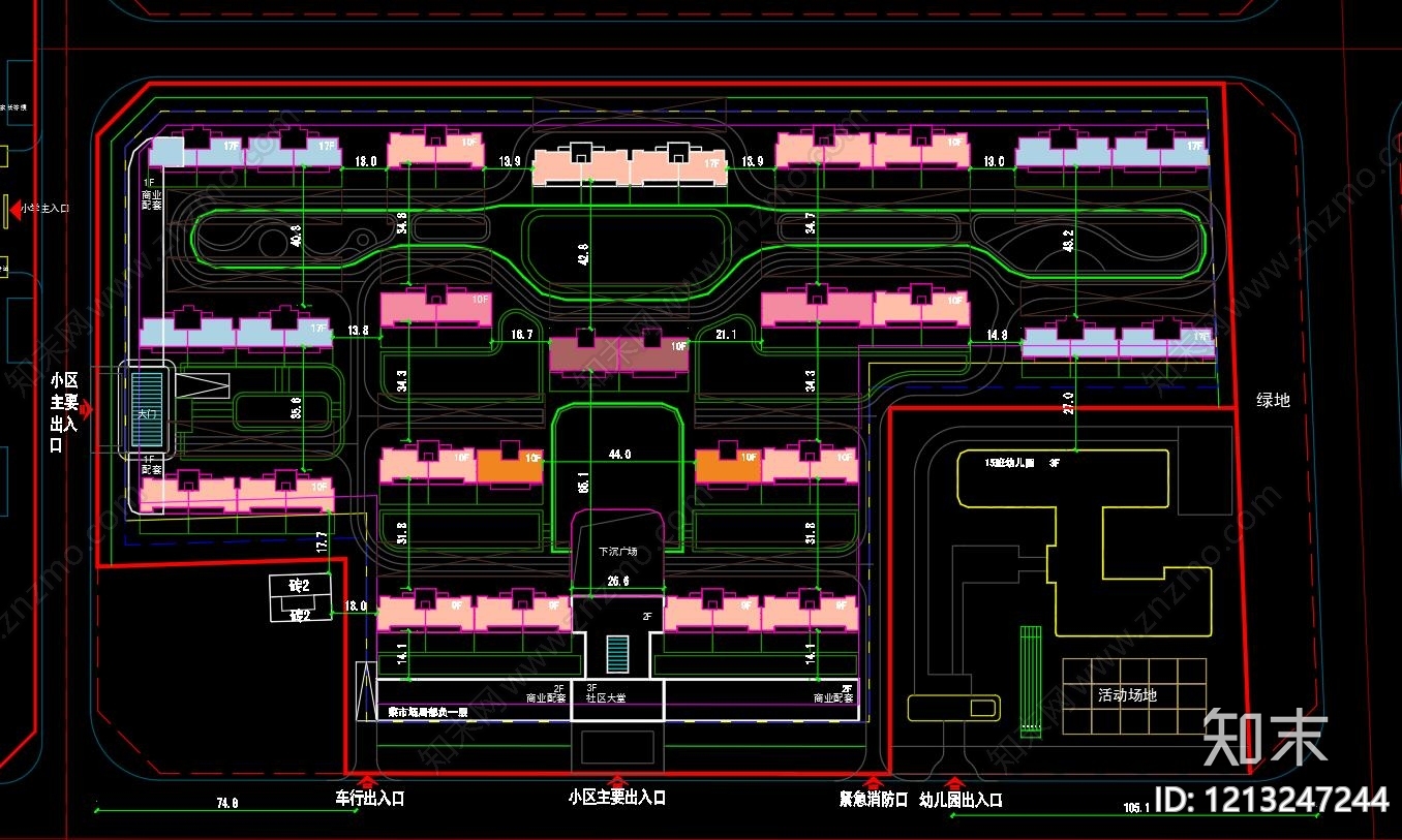 居住区规划施工图下载【ID:1213247244】