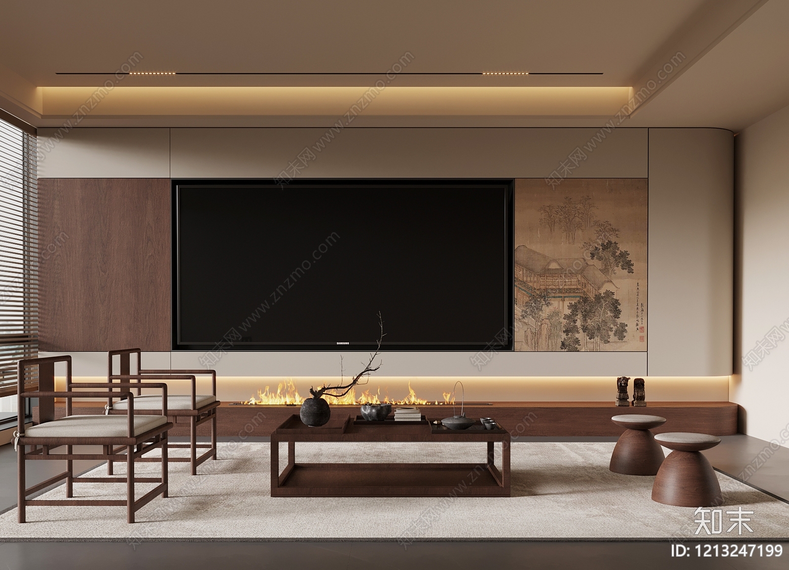 家居客厅SU模型精品下载_SketchUp模型_知末网