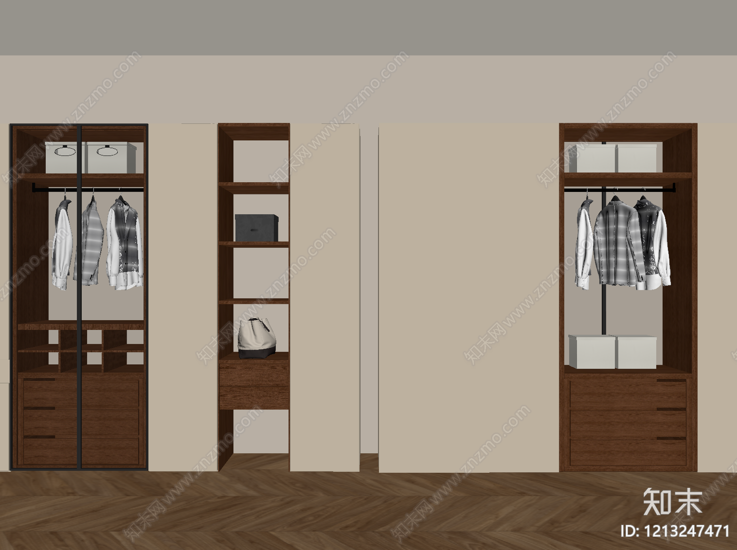 现代衣帽间SU模型下载【ID:1213247471】