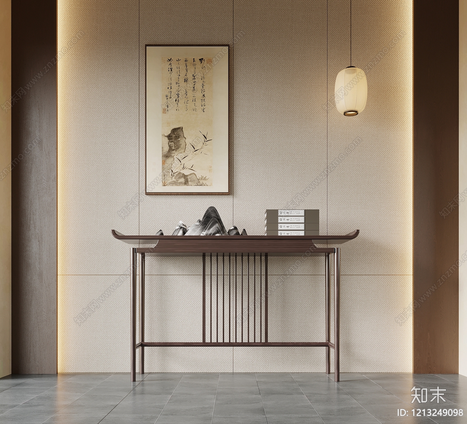 新中式玄关柜SU模型下载【ID:1213249098】