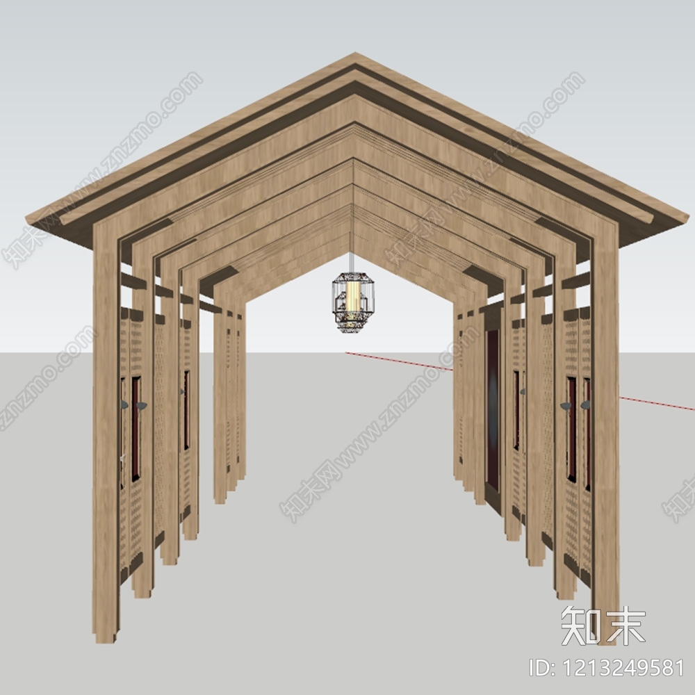新中式连廊SU模型下载【ID:1213249581】