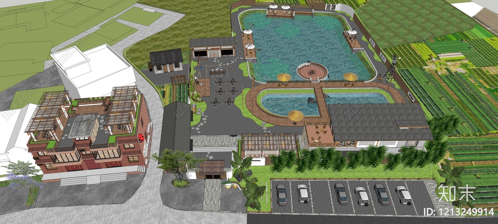 新中式乡村风其他农业建筑SU模型下载【ID:1213249914】