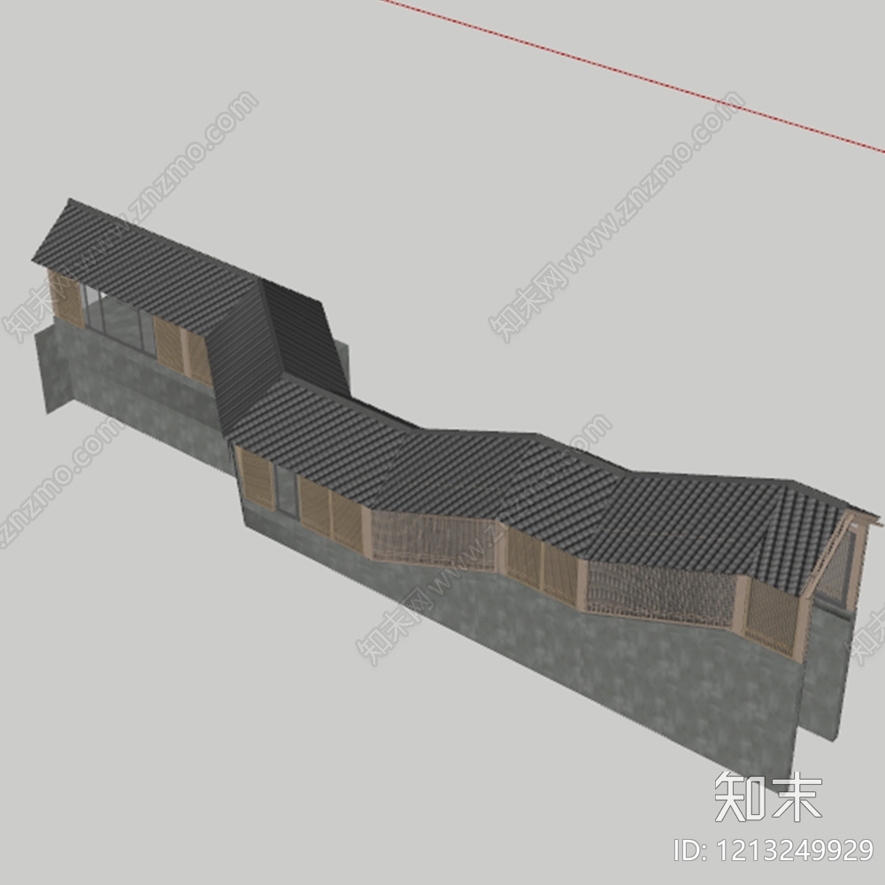 新中式连廊SU模型下载【ID:1213249929】