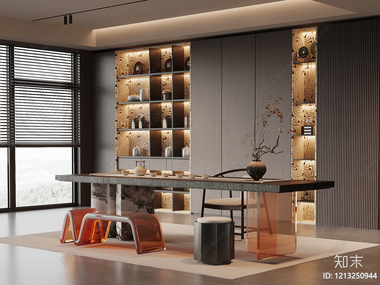 现代茶室3D模型下载【ID:1213250944】