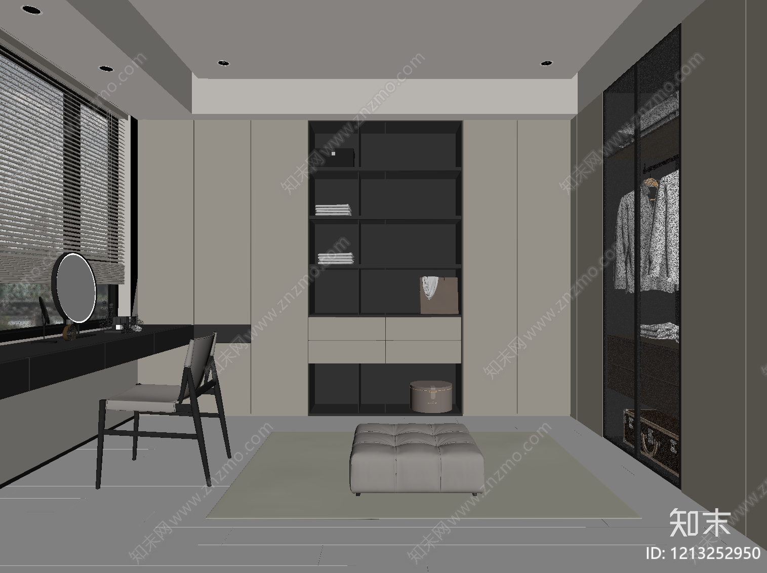 现代简约衣帽间SU模型下载【ID:1213252950】