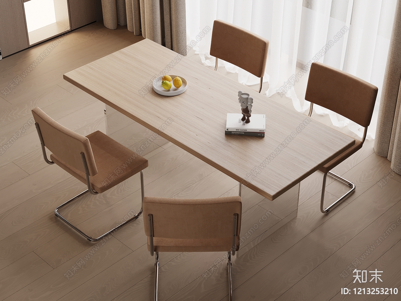 原木风餐桌椅3D模型下载【ID:1213253210】