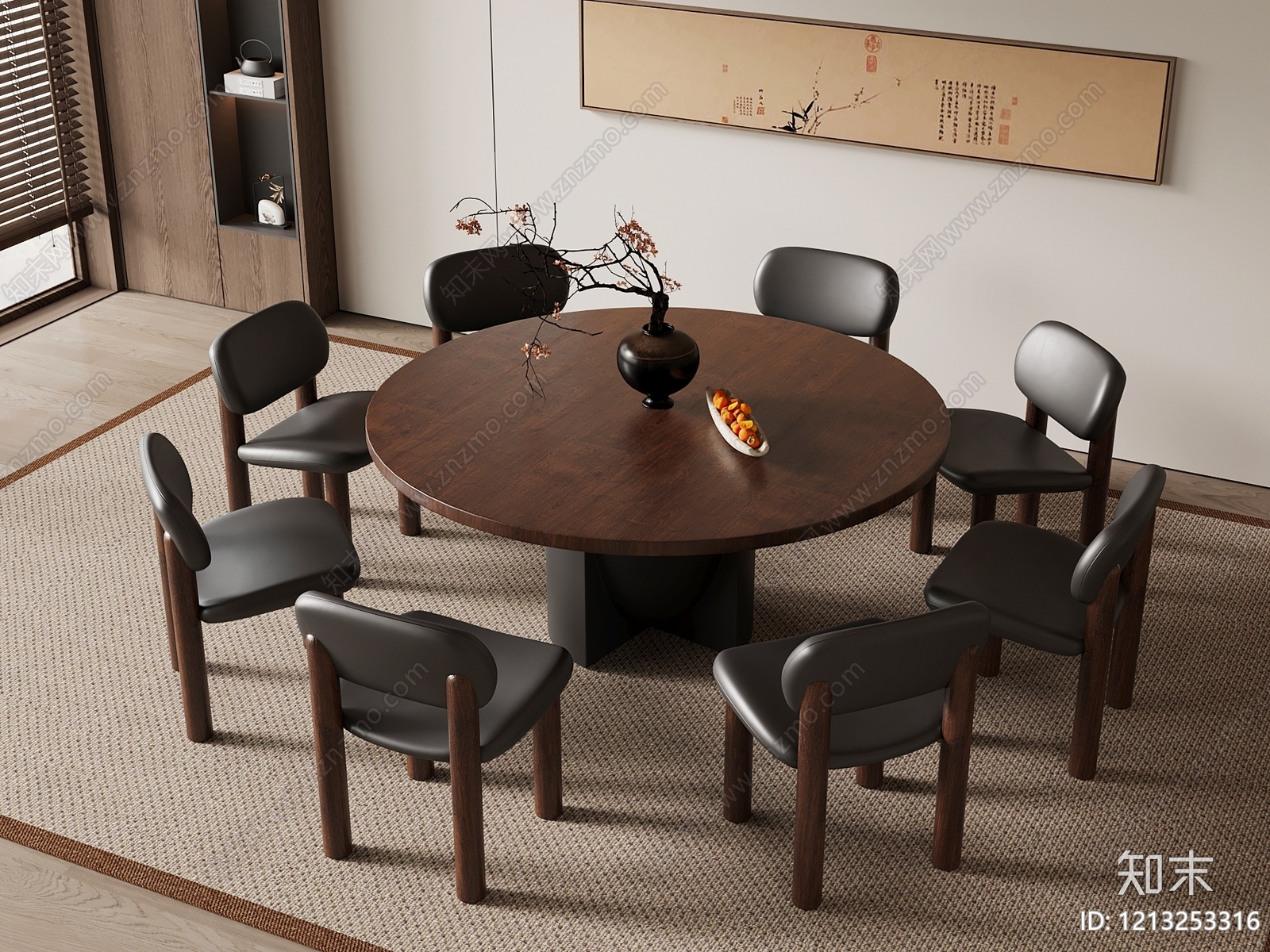 新中式餐桌椅3D模型下载【ID:1213253316】
