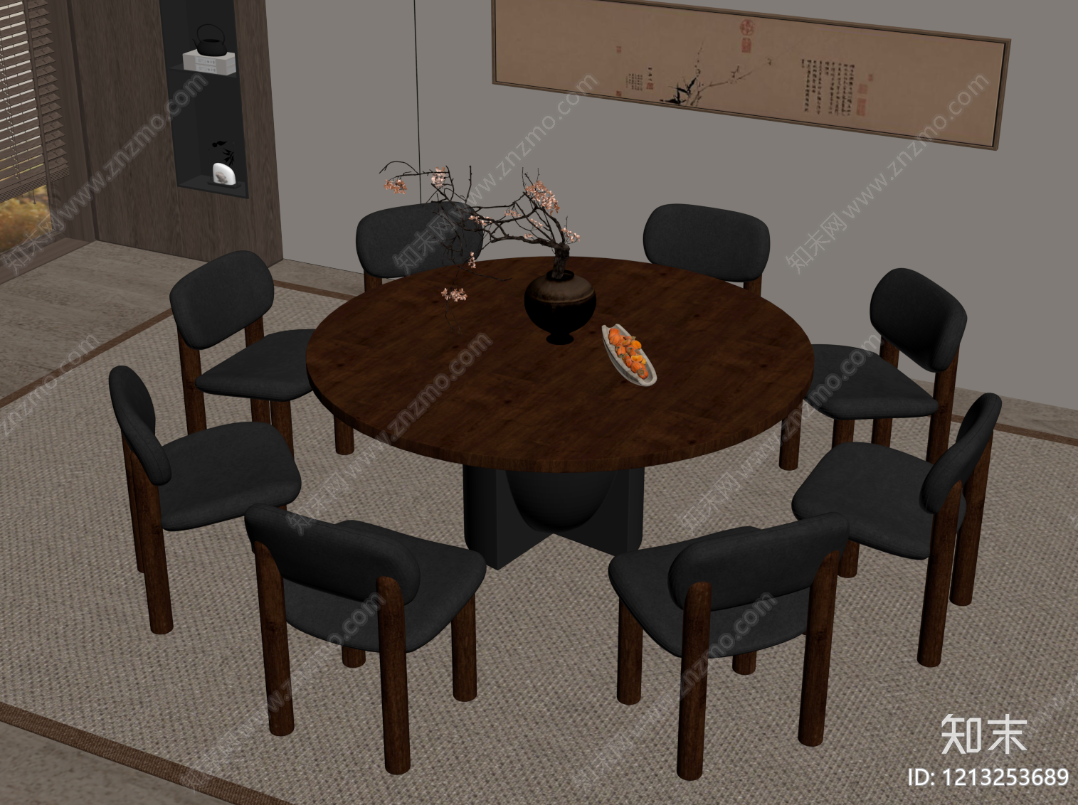 新中式棋牌室SU模型下载【ID:1213253689】