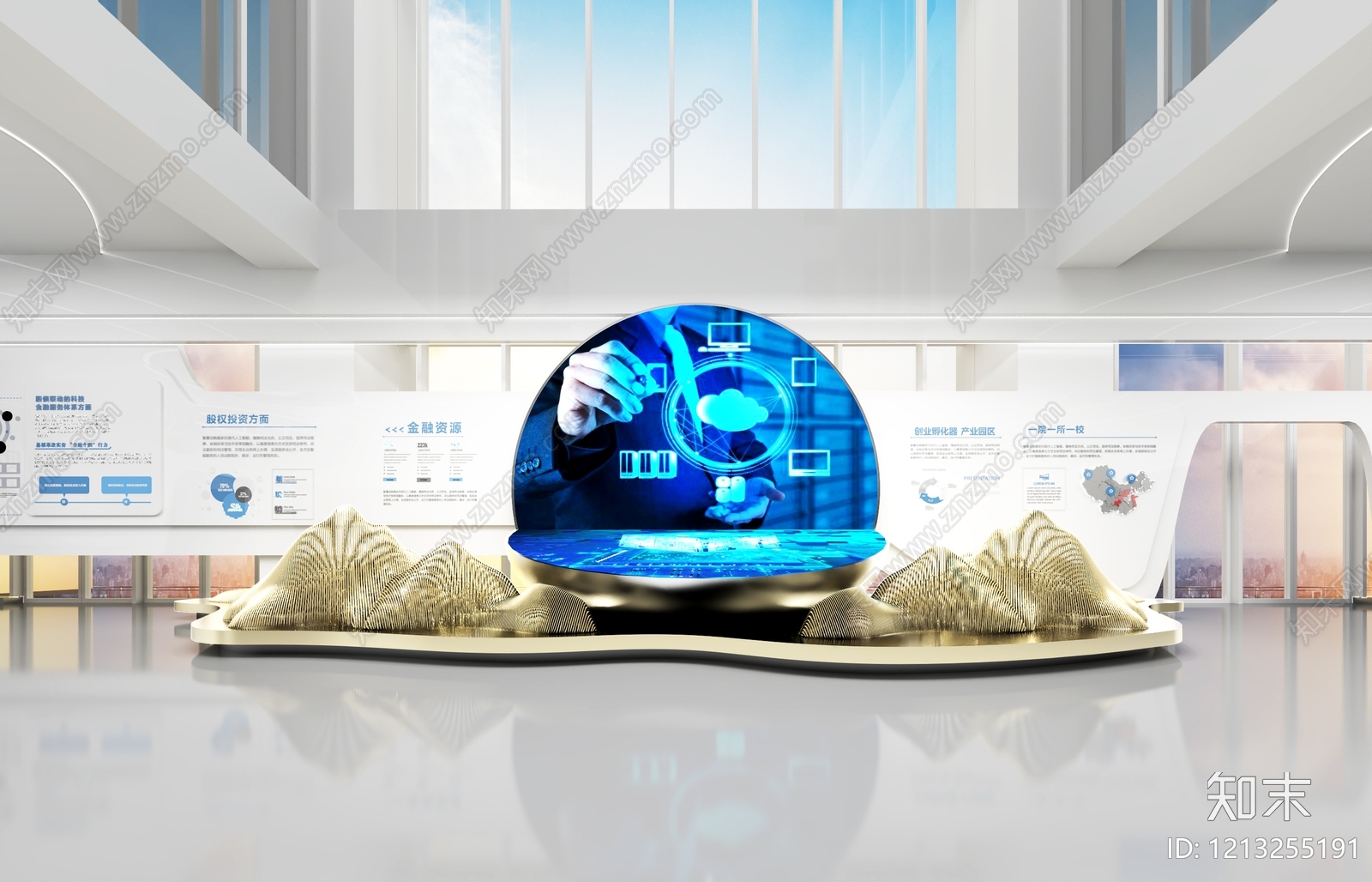 科技极简科技展厅3D模型下载【ID:1213255191】