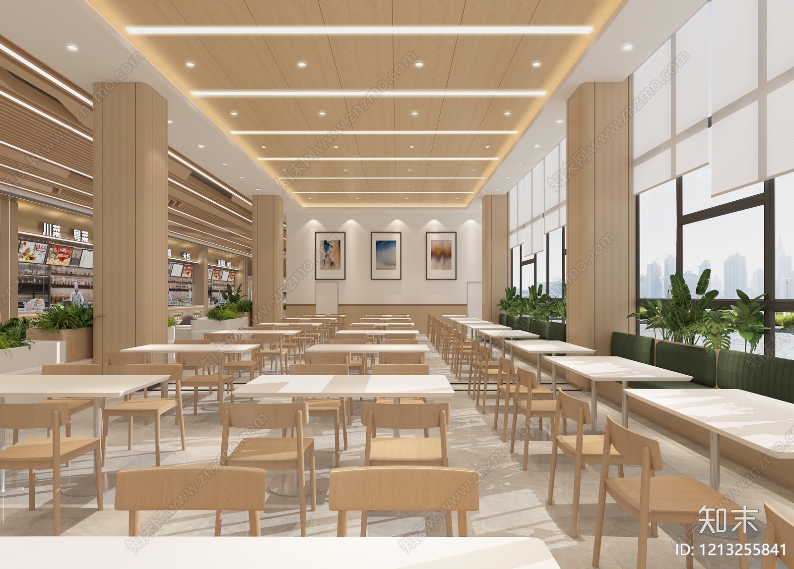 原木风食堂3D模型下载【ID:1213255841】