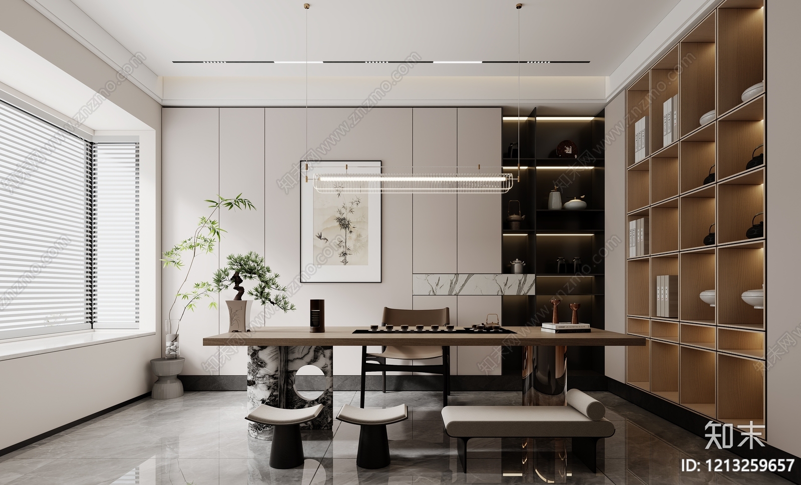新中式茶室3D模型下载【ID:1213259657】