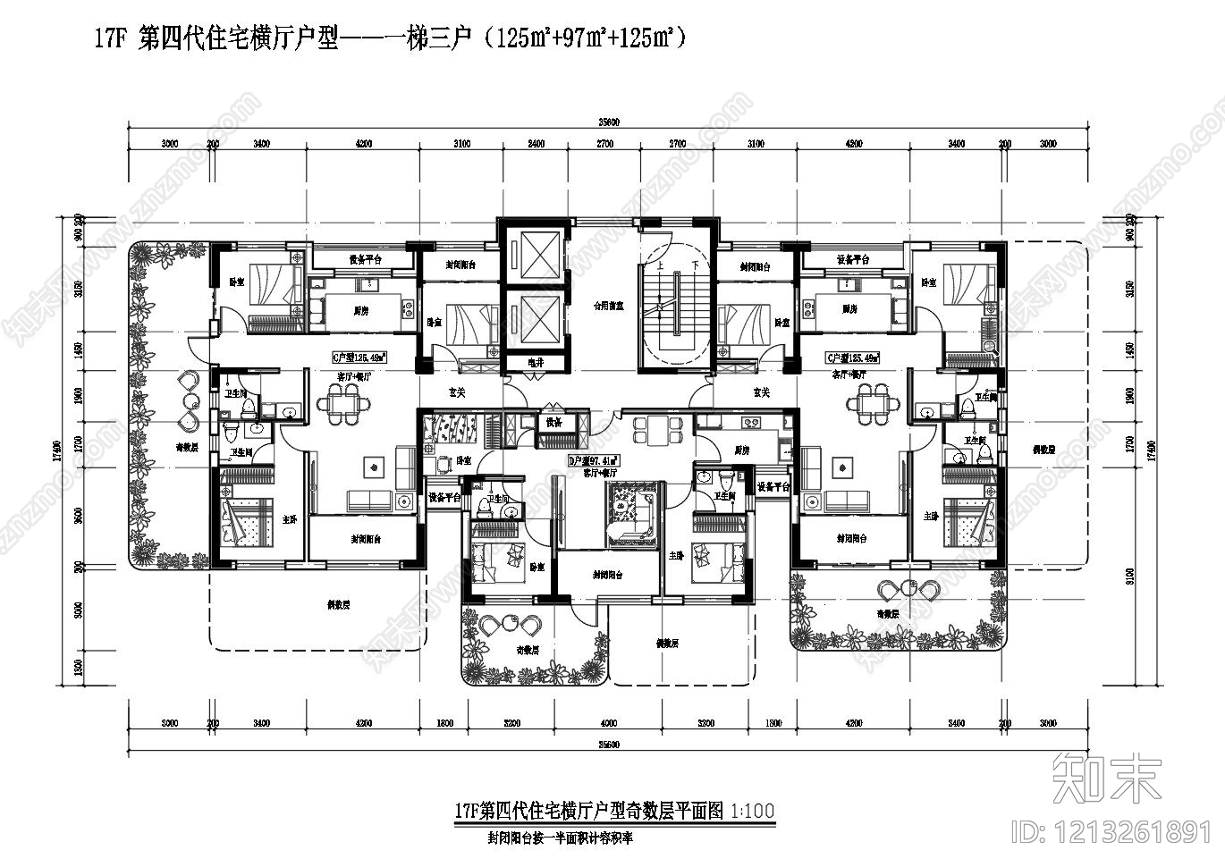 现代住宅楼建筑cad施工图下载【ID:1213261891】
