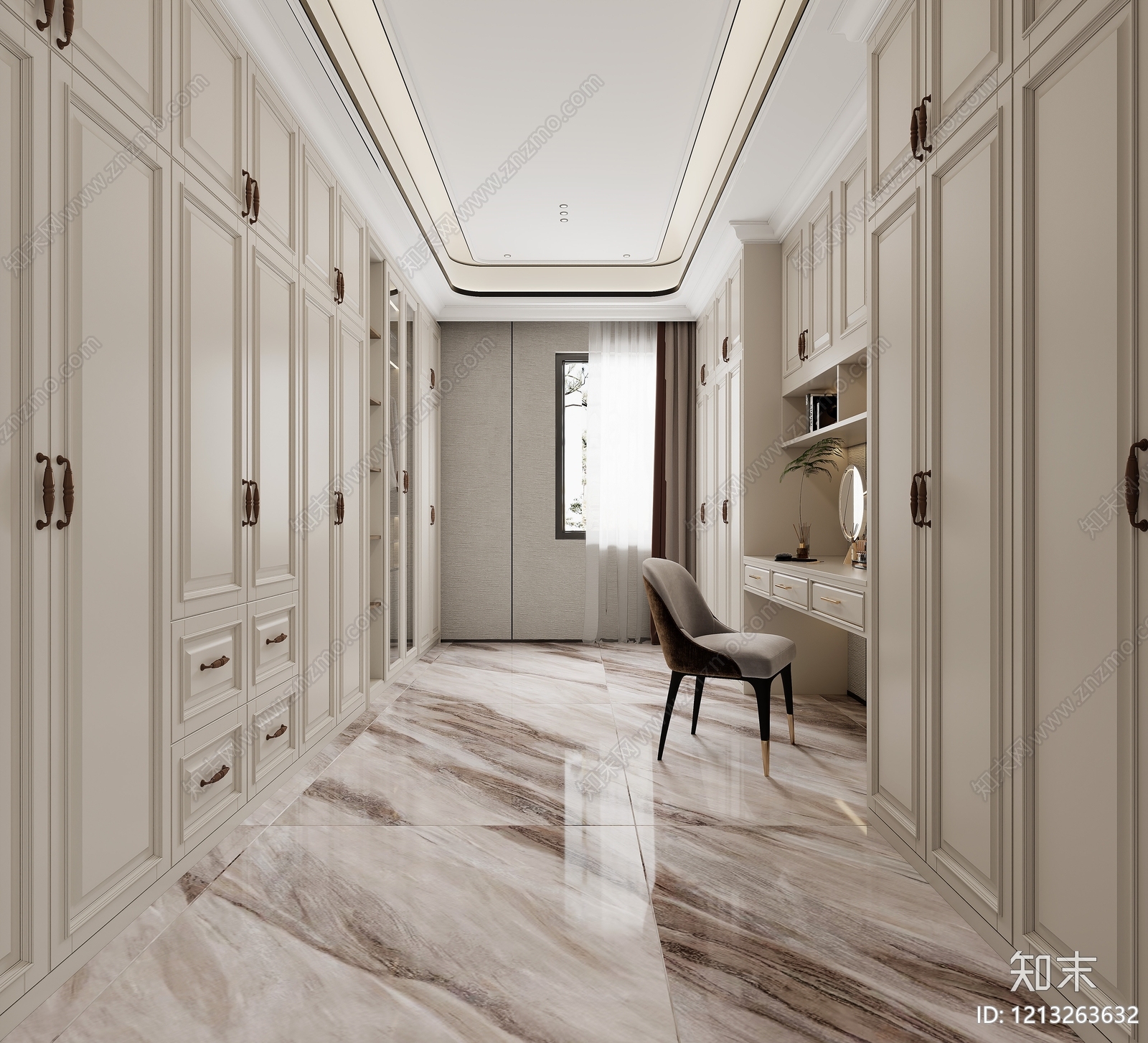 奶油风衣帽间3D模型下载【ID:1213263632】