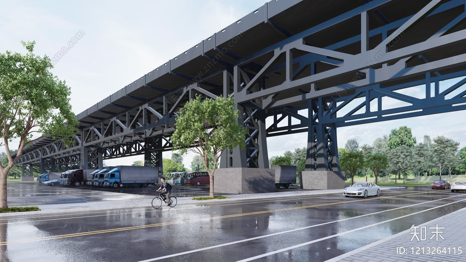 现代主义大桥SU模型下载【ID:1213264115】