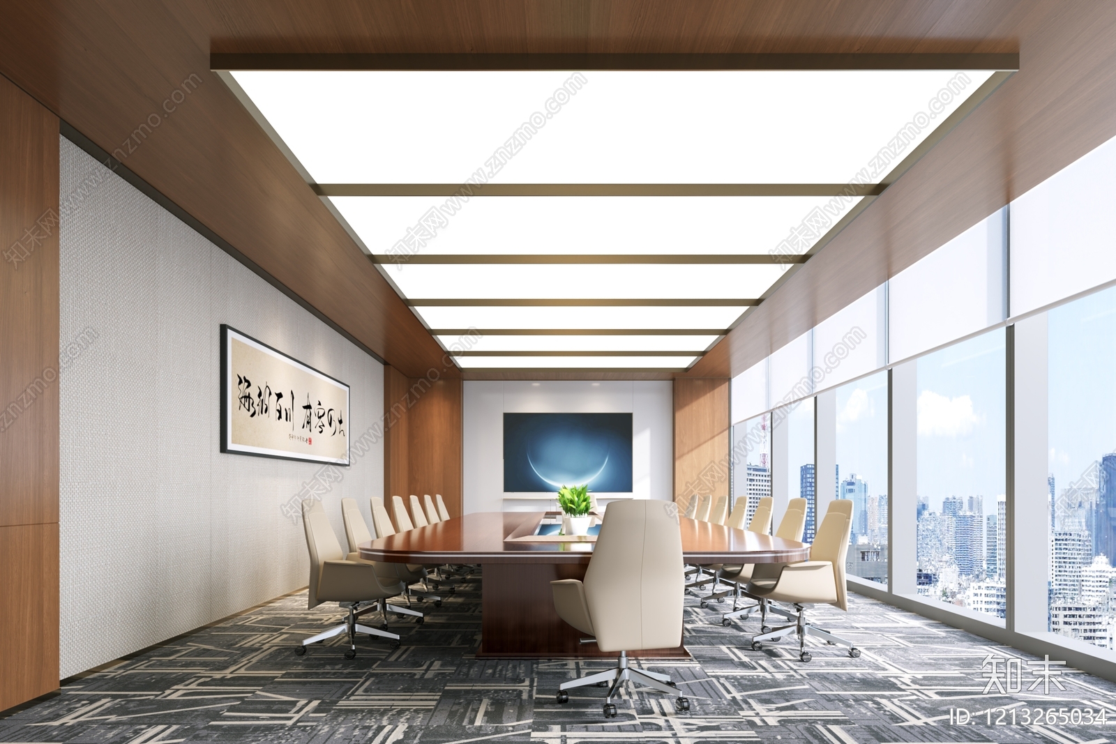 现代简约会议室3D模型下载【ID:1213265034】