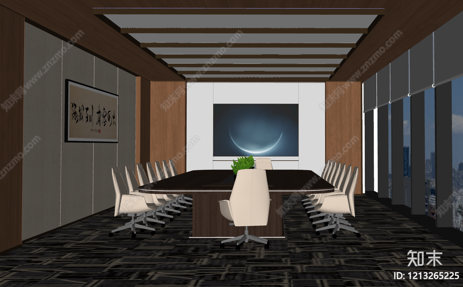 新中式会议室SU模型下载【ID:1213265225】