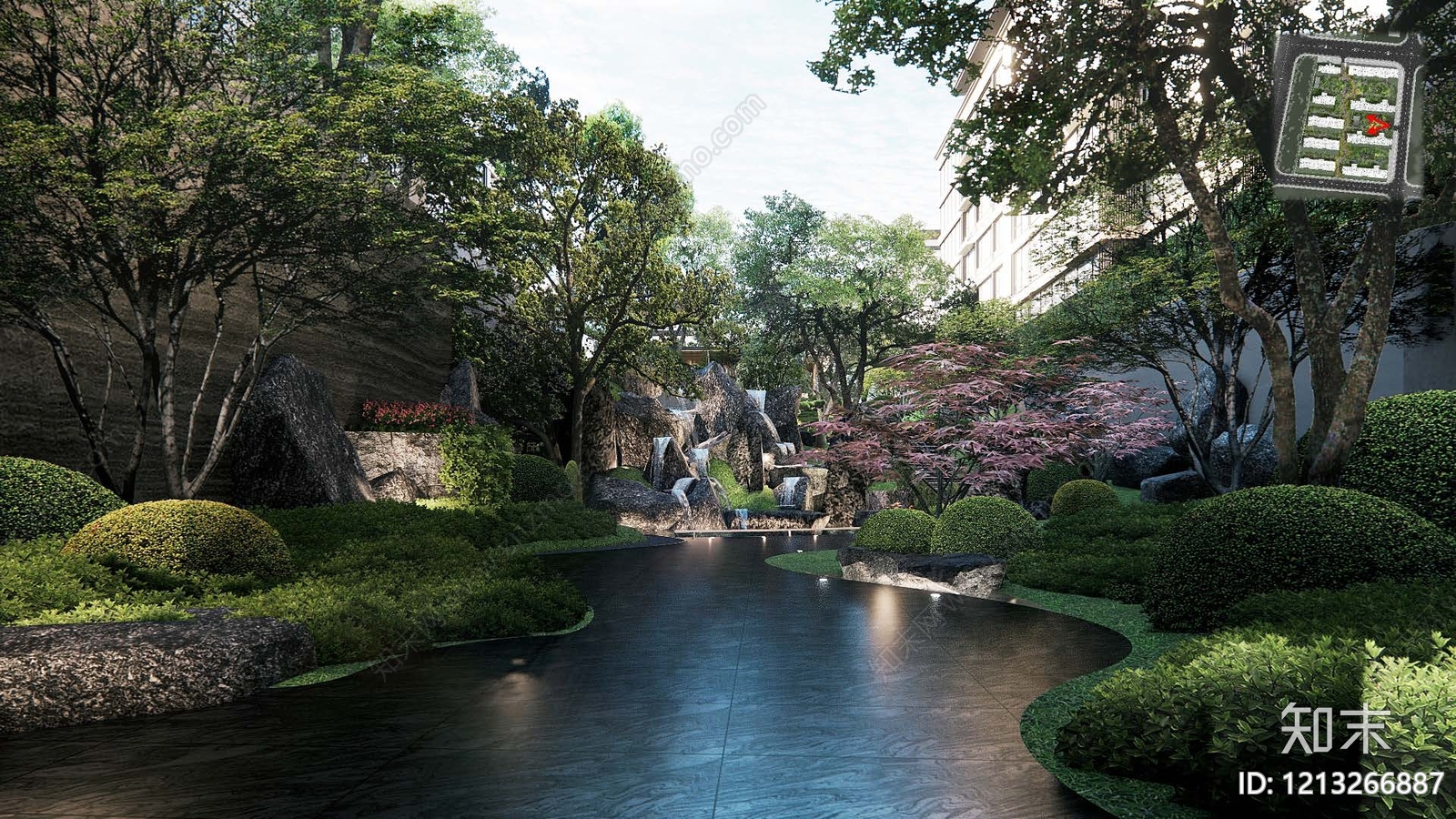 现代新中式示范区景观下载【ID:1213266887】