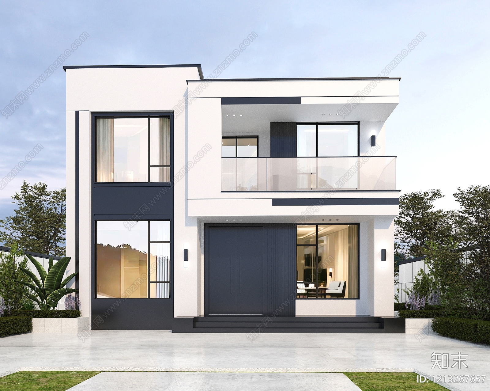 现代别墅建筑施工图下载【ID:1213267657】