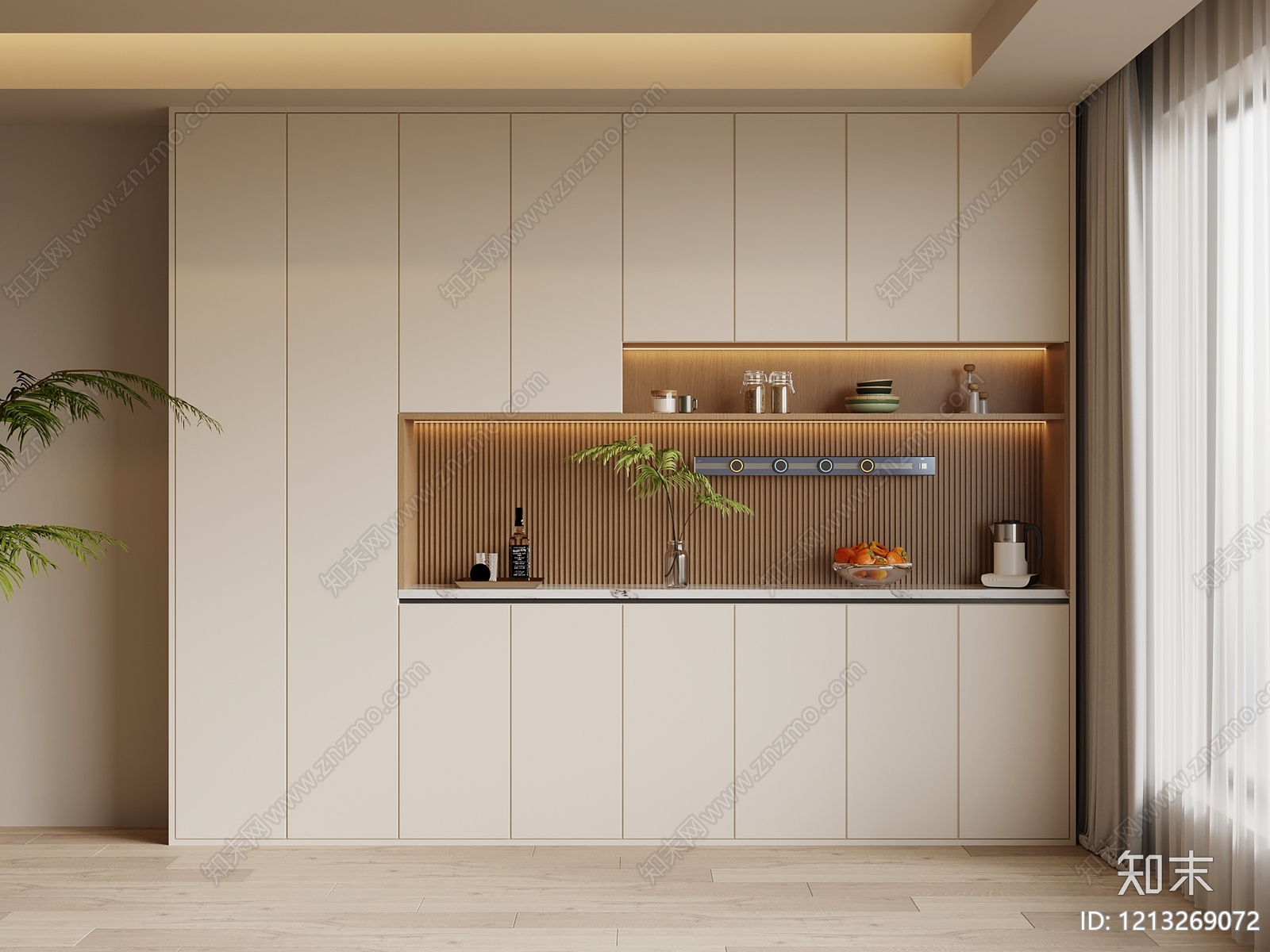 奶油风餐边柜SU模型下载【ID:1213269072】