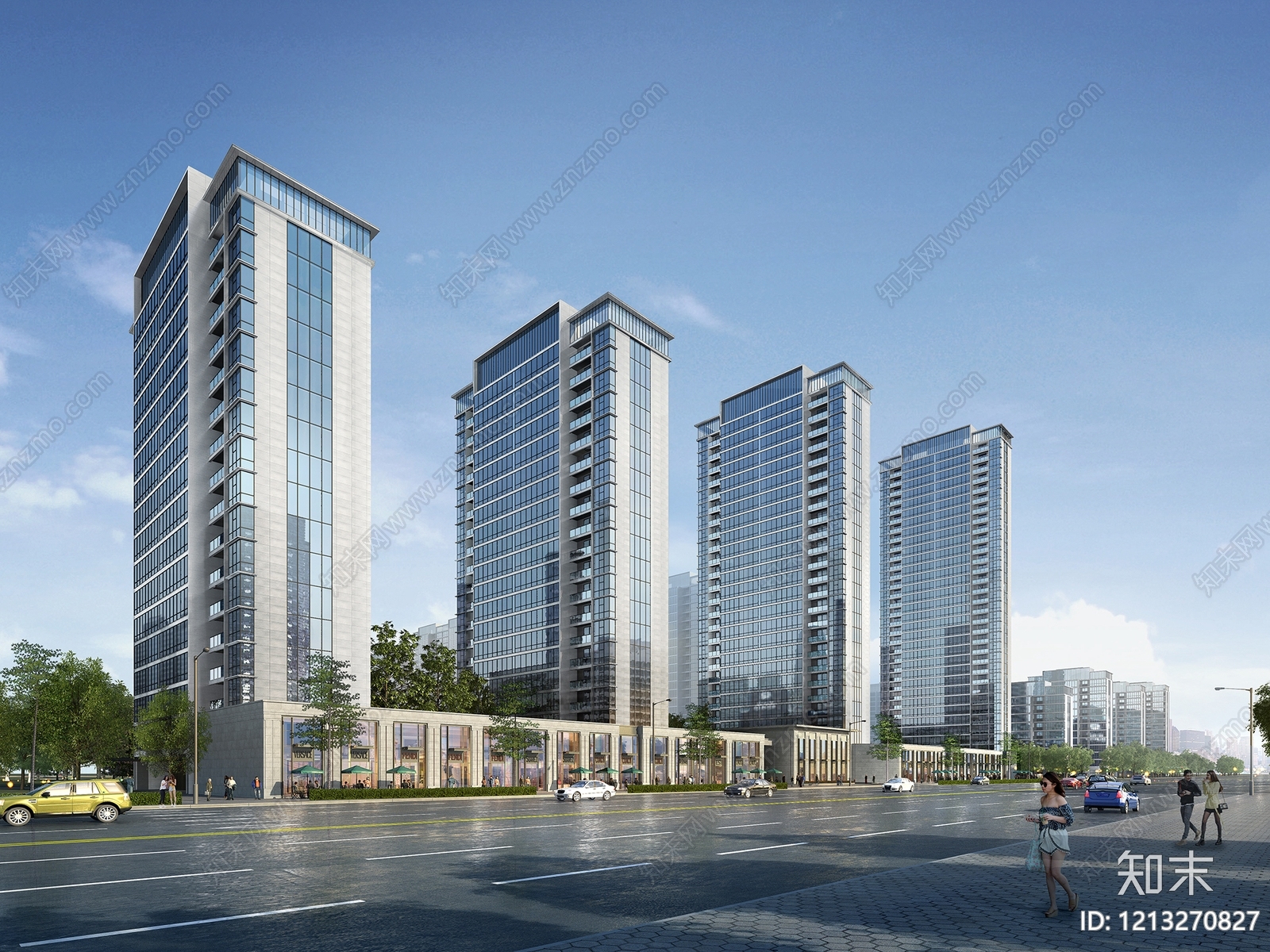 现代主义小高层住宅楼3D模型下载【ID:1213270827】