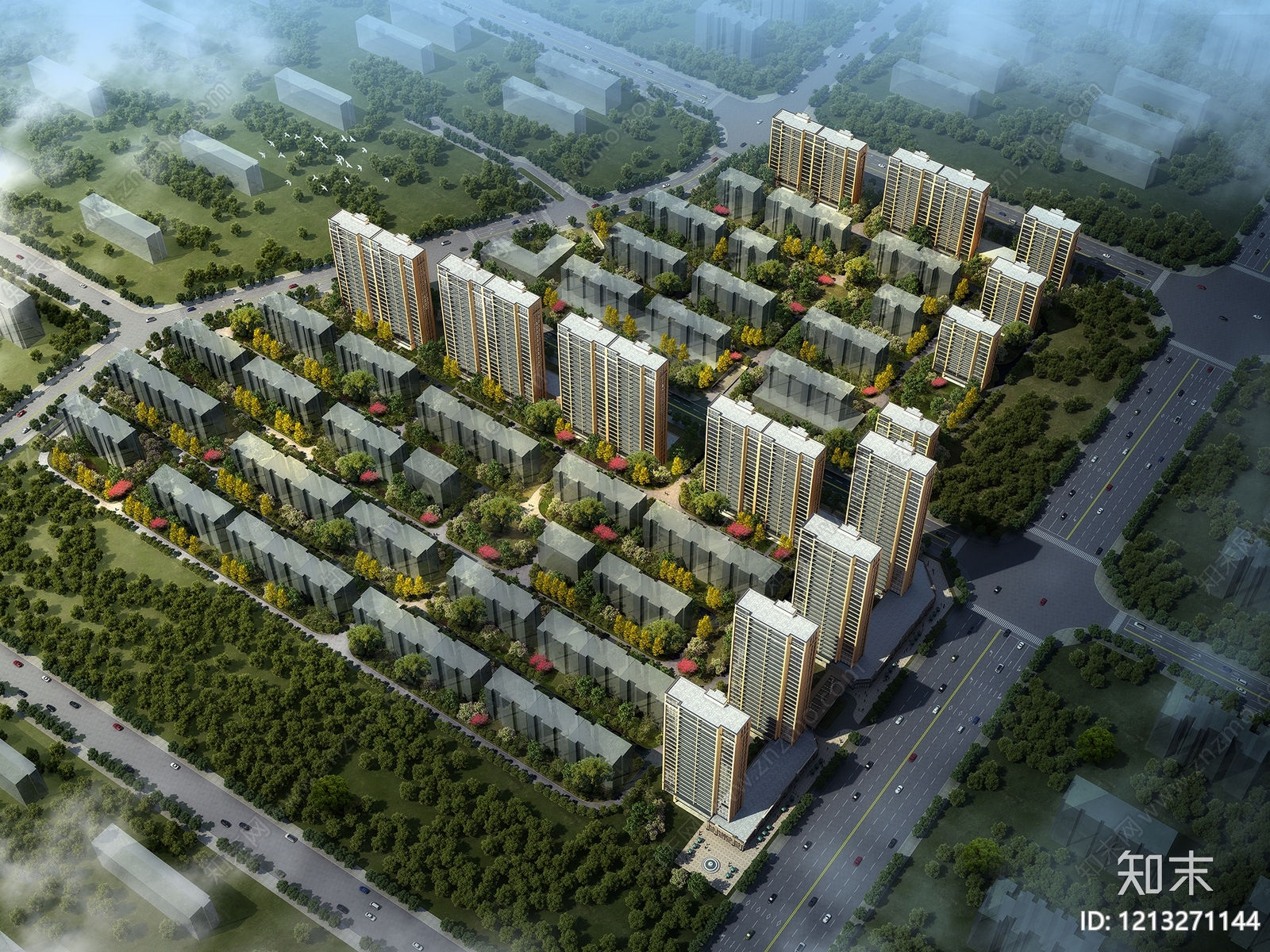 现代简约高层住宅3D模型下载【ID:1213271144】