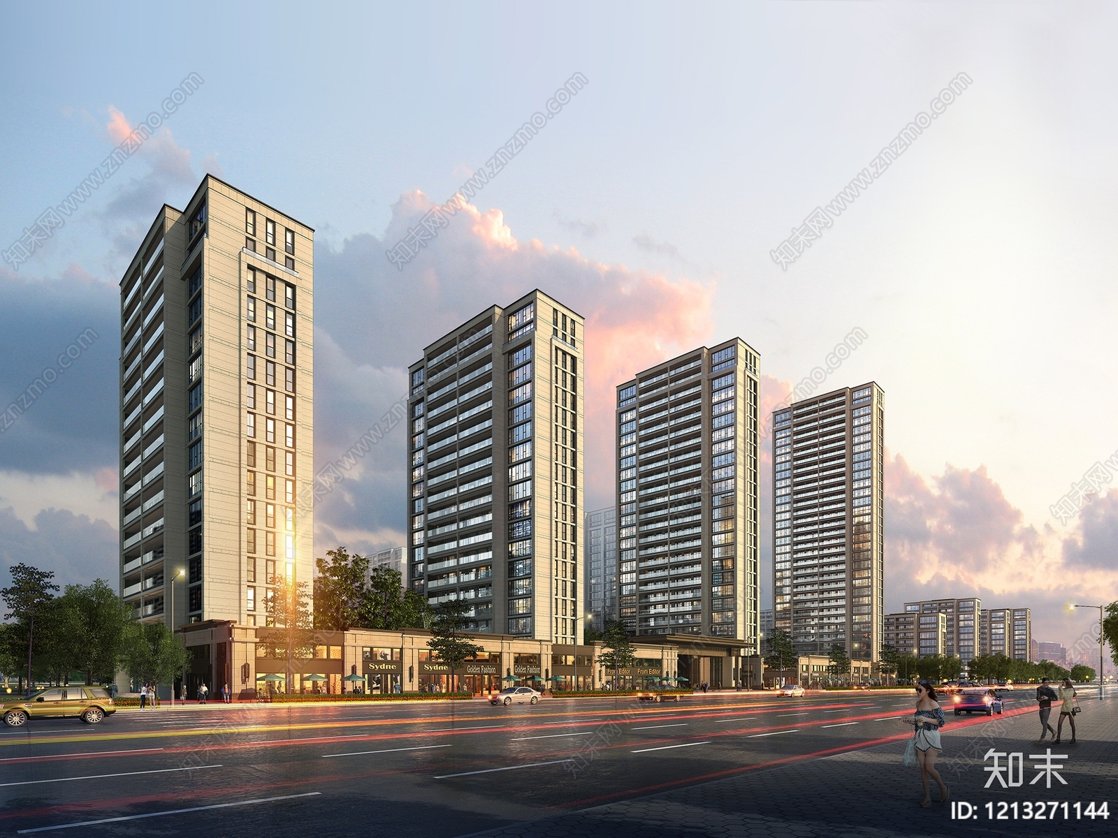 现代简约高层住宅3D模型下载【ID:1213271144】