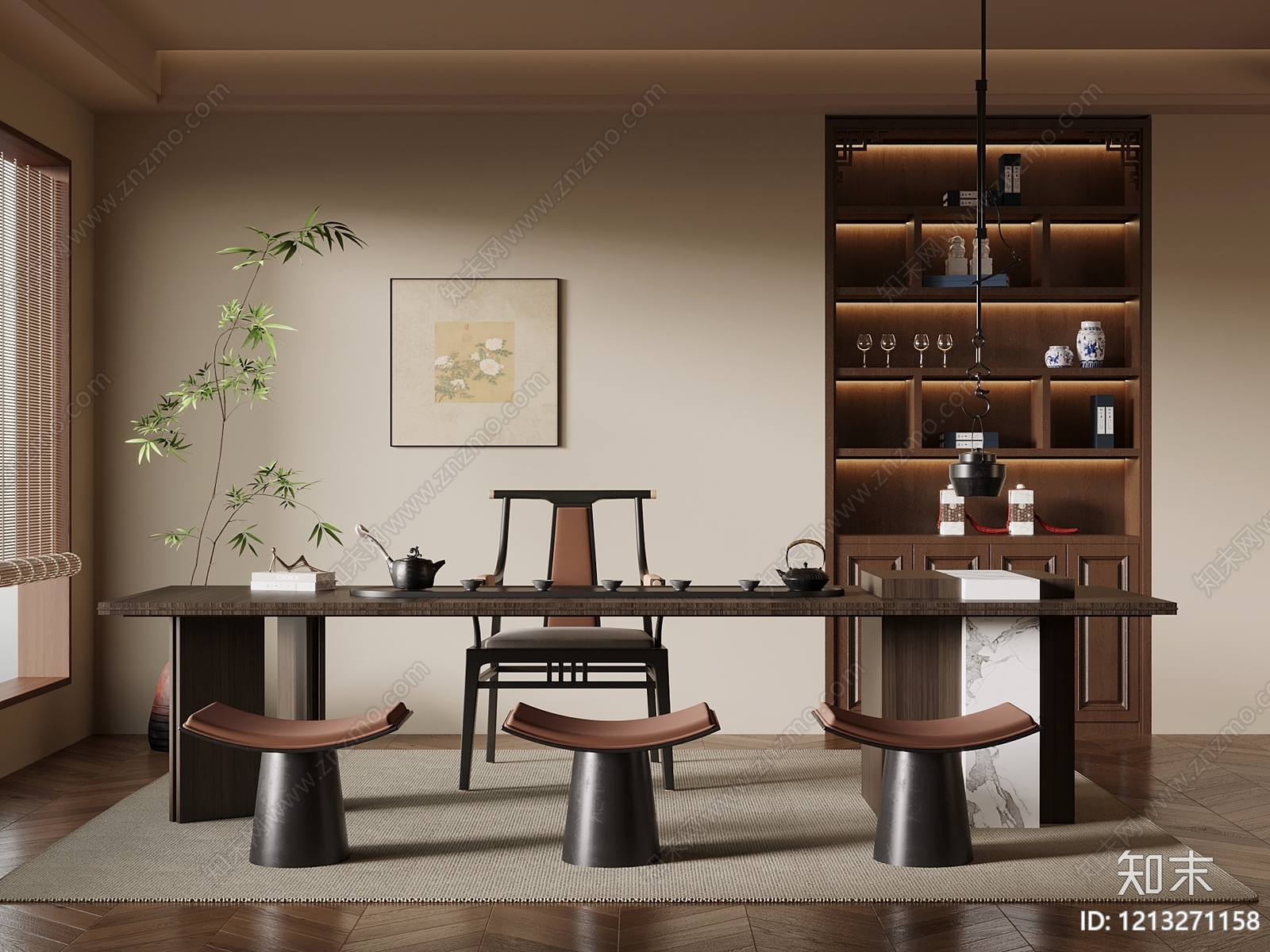 新中式茶室3D模型下载【ID:1213271158】