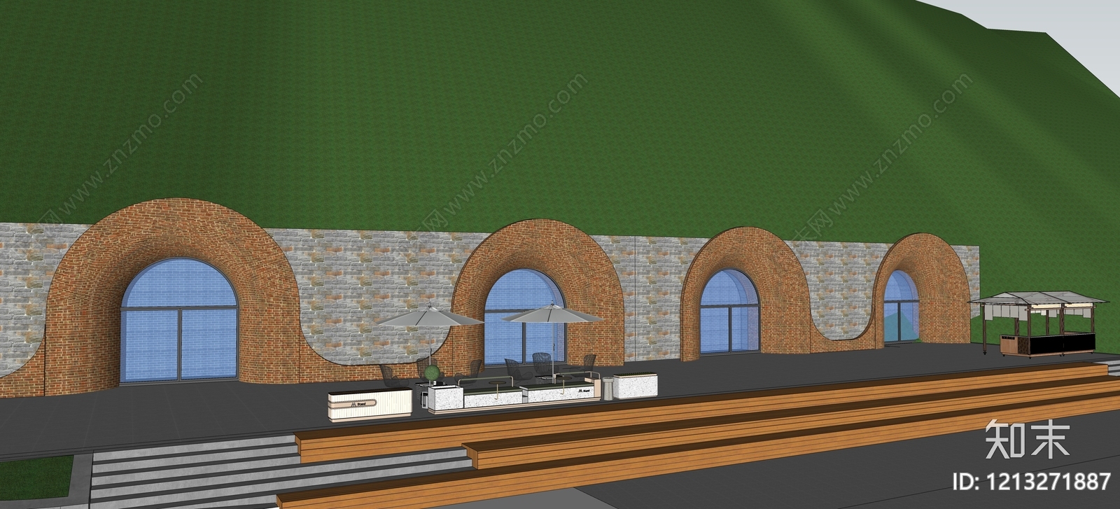 新中式（窑洞现代转译）风格建筑SU模型下载【ID:1213271887】