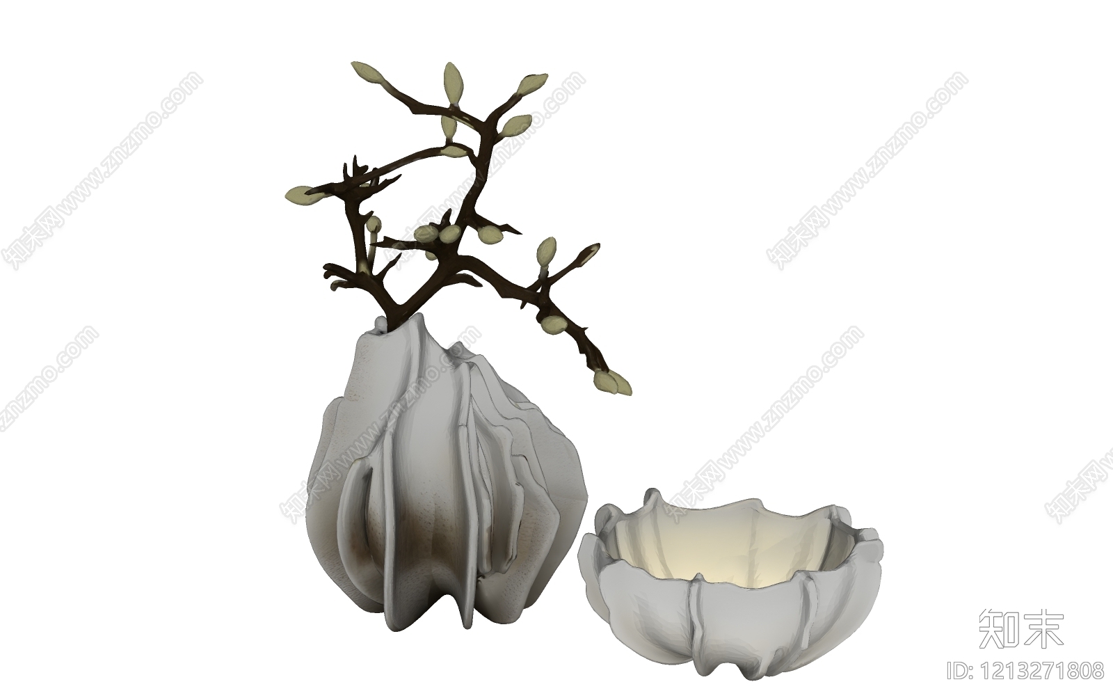 侘寂摆件组合SU模型下载【ID:1213271808】