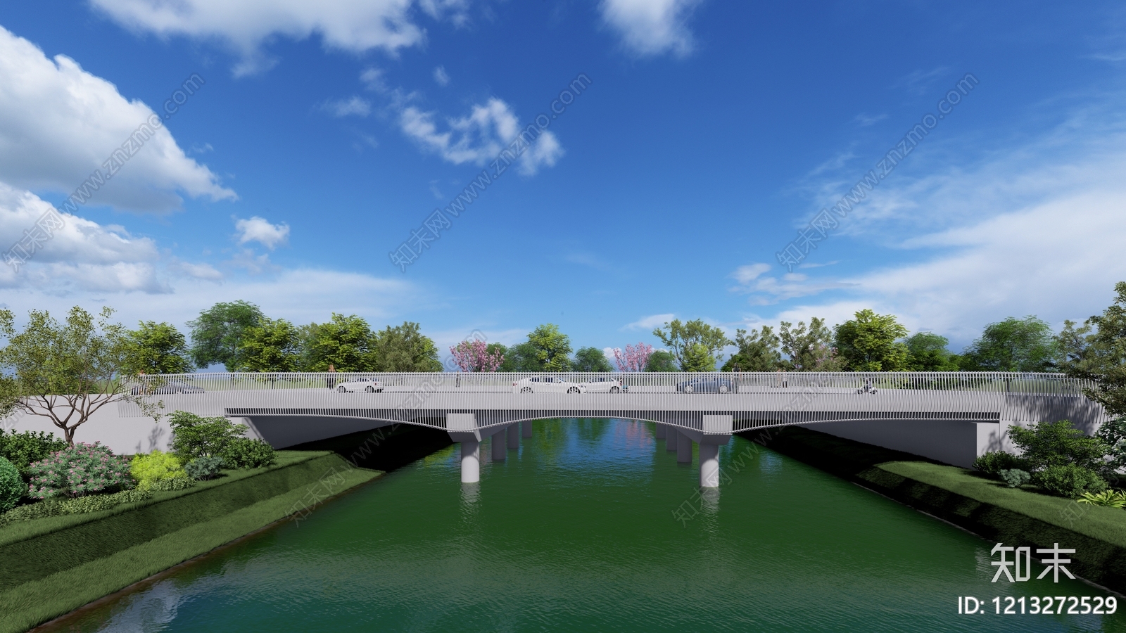 现代简约大桥SU模型下载【ID:1213272529】