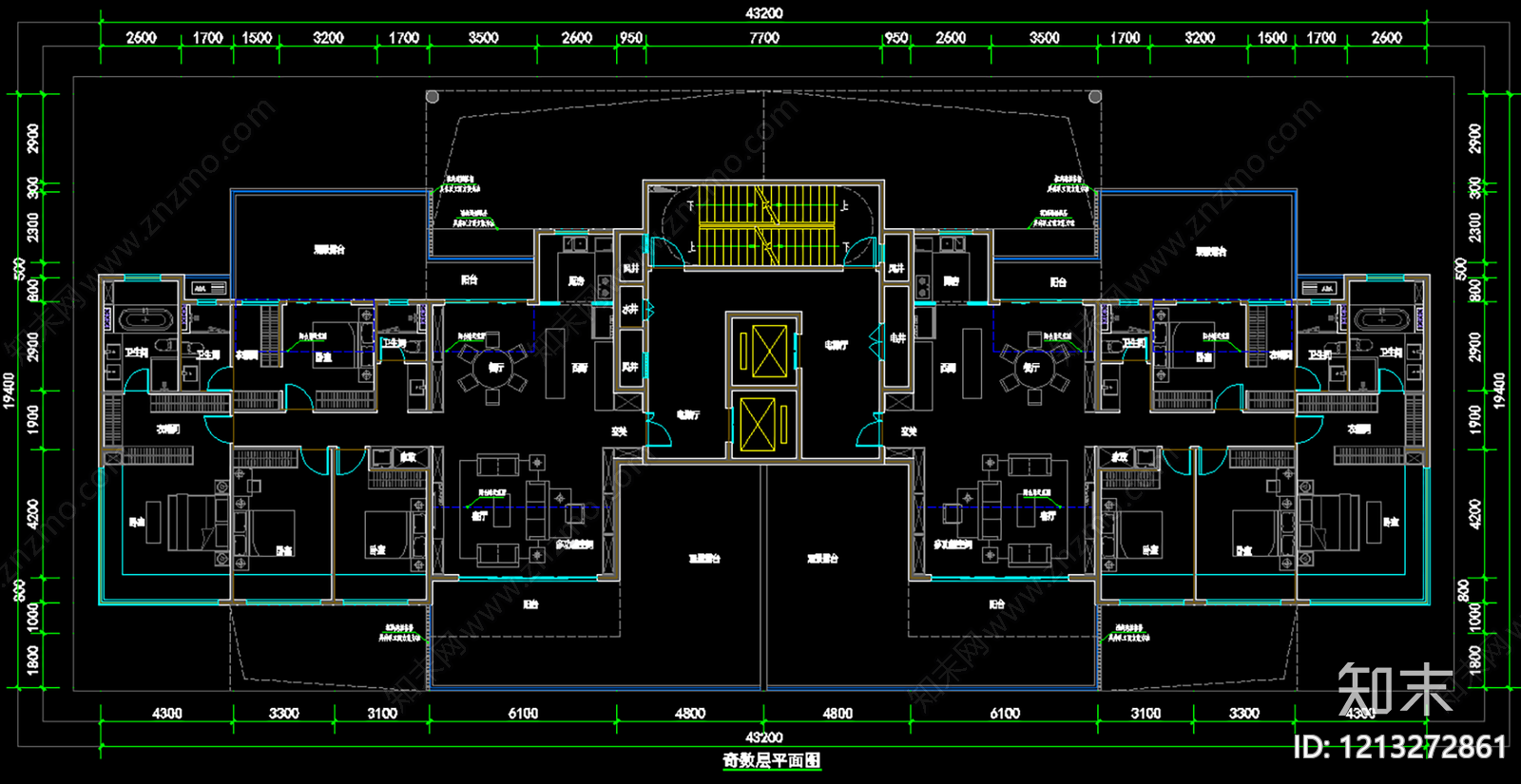 住宅楼建筑cad施工图下载【ID:1213272861】