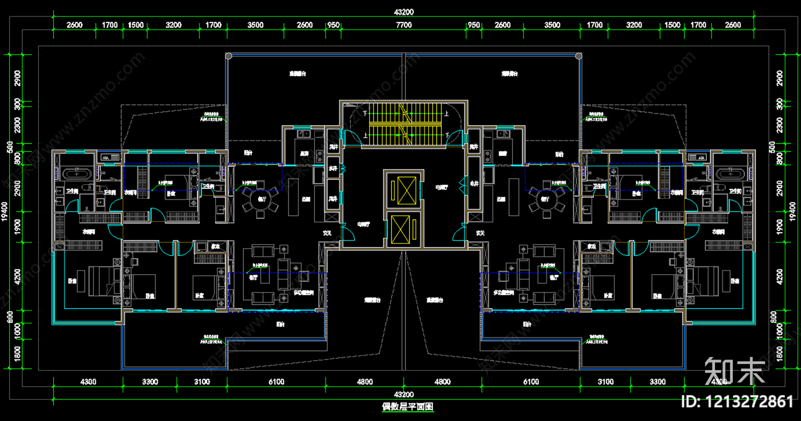 住宅楼建筑cad施工图下载【ID:1213272861】