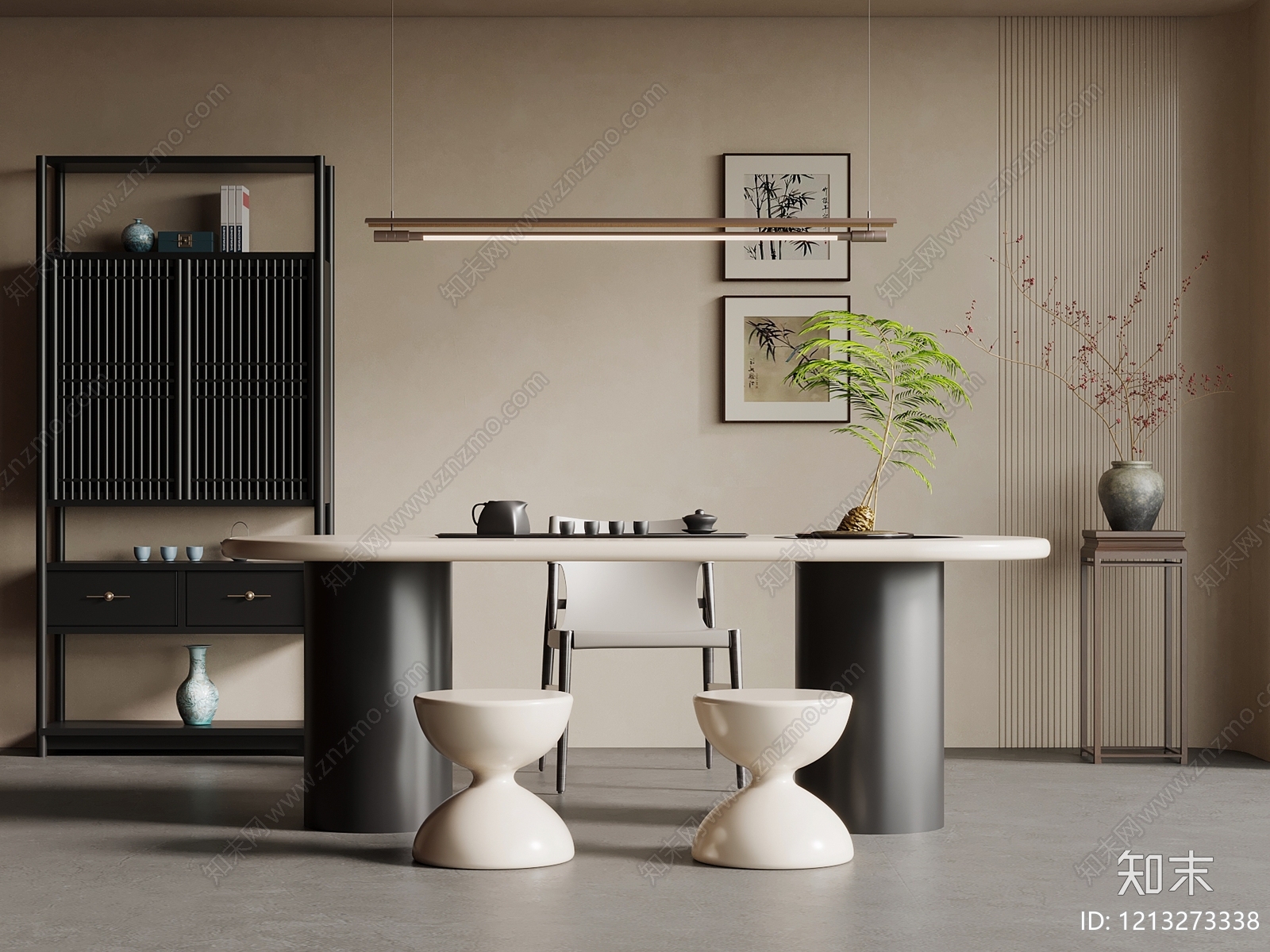 新中式茶室3D模型下载【ID:1213273338】