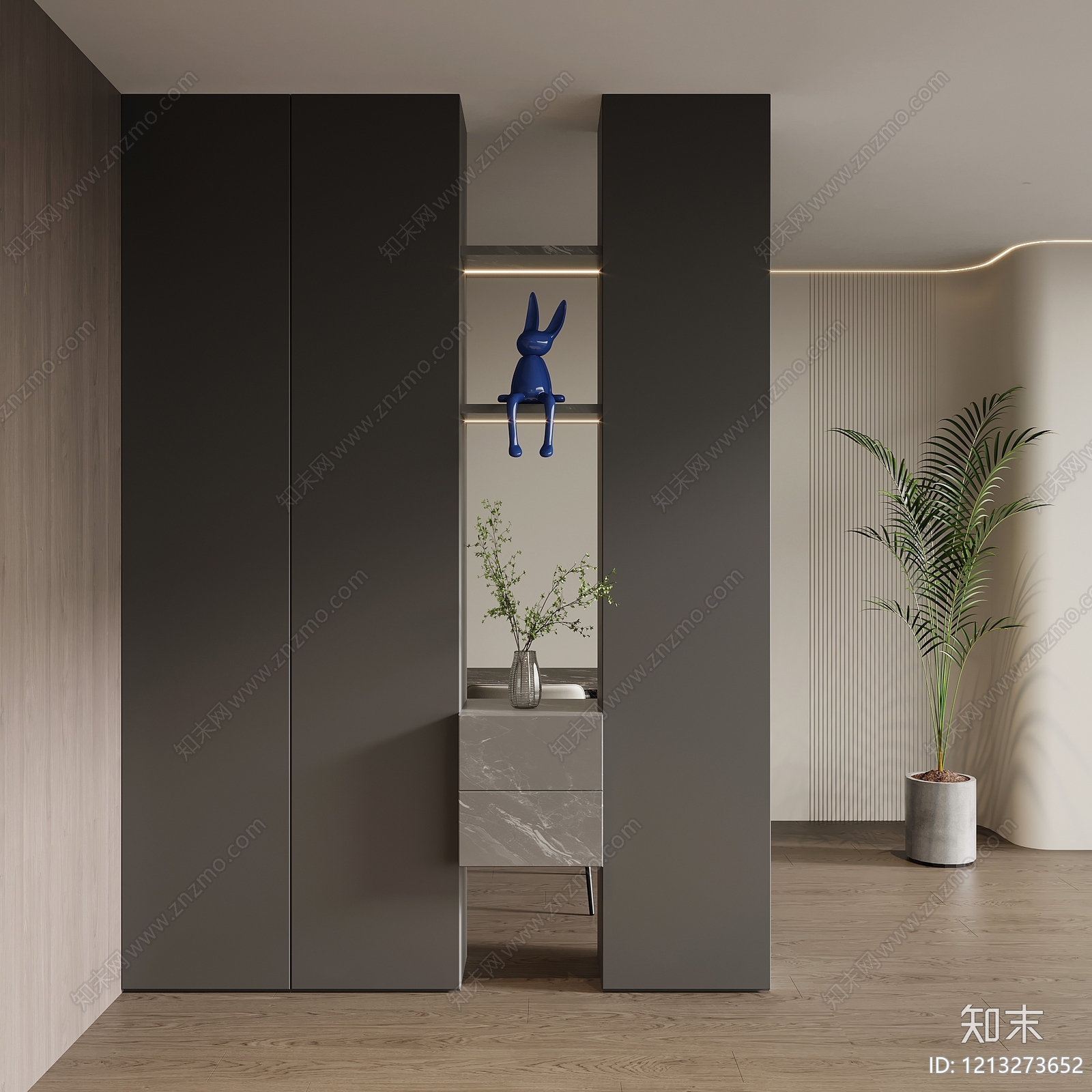 现代简约玄关柜SU模型下载【ID:1213273652】