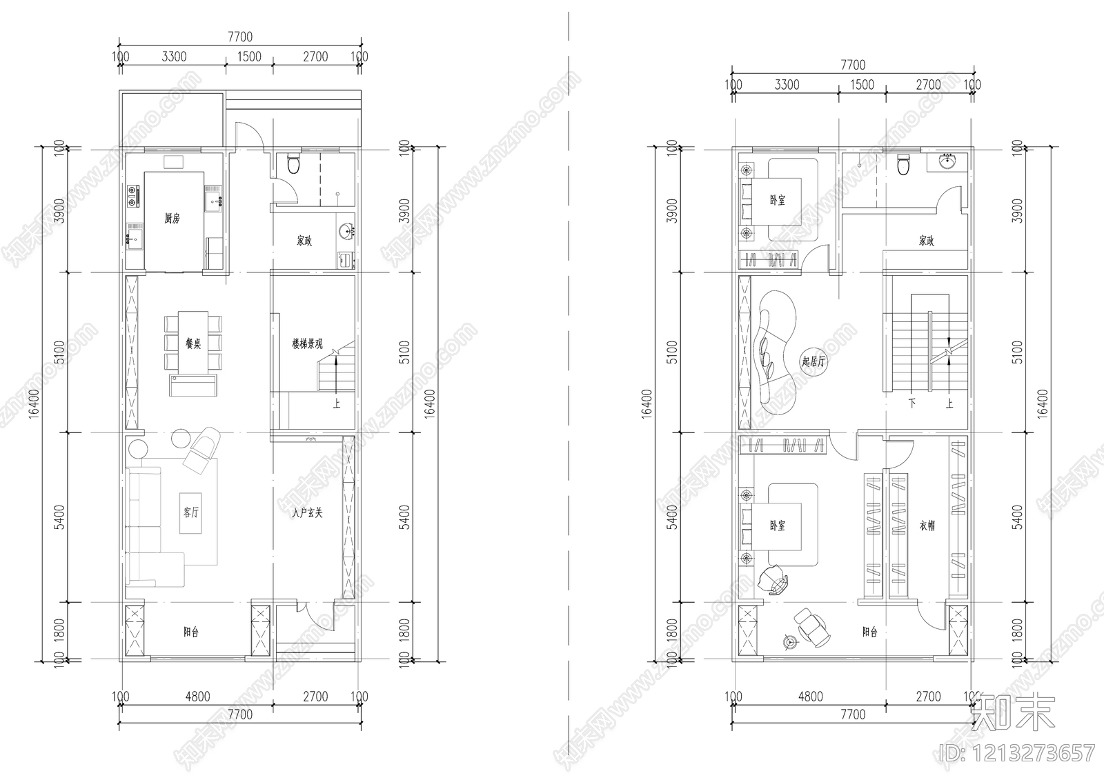 现代别墅建筑cad施工图下载【ID:1213273657】